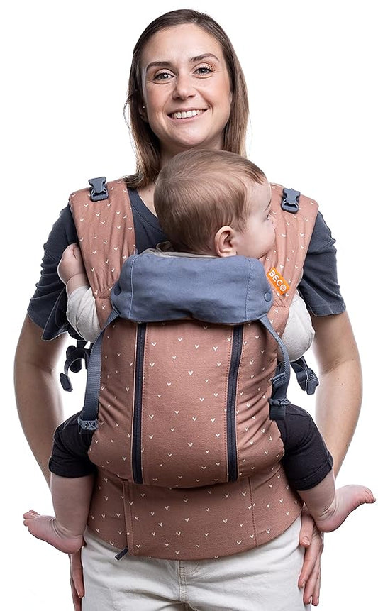 Beco Baby Carrier 8 Hybrid Newborn to Toddler (7-45lbs) - All in 1 Mesh Backpack, Front and Hip Carrier with Adjustable Seat - Cooling Ergonomic Carrier (Rose Love)-CubbioJoy