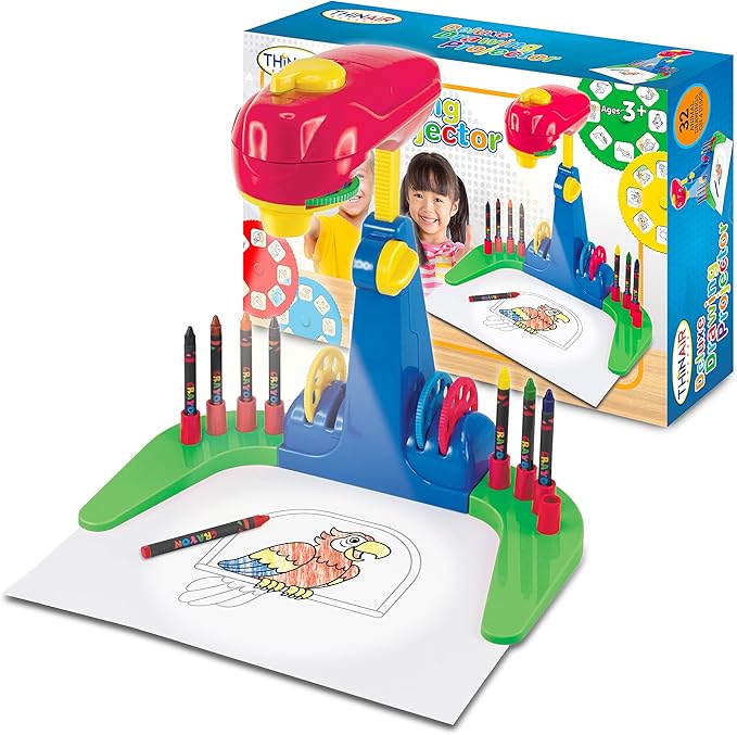 Drawing Projector for Kids 3 & Up | Preschool Tracing Projector Kit Includes 32 Animal Drawings on 4 Sturdy Discs, 8 Crayons & 1 Pad of Drawing Paper for Fun Play-Based Learning-CubbioJoy