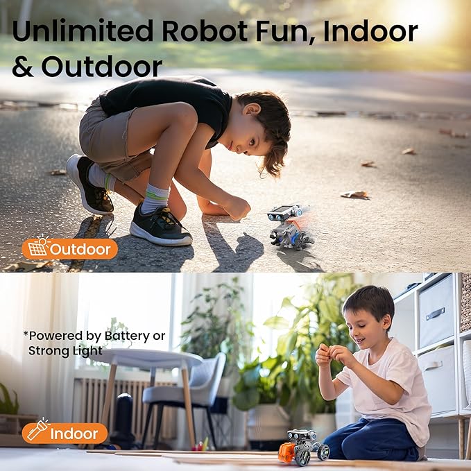 AOHU Solar Robot Building Kit STEM Gift for Boys Aged 8-13, DIY 15-in-1 Educational Science Building Toy, Solar or Battery Powered Robotic Set for Children Birthday with 212 Pieces-CubbioJoy