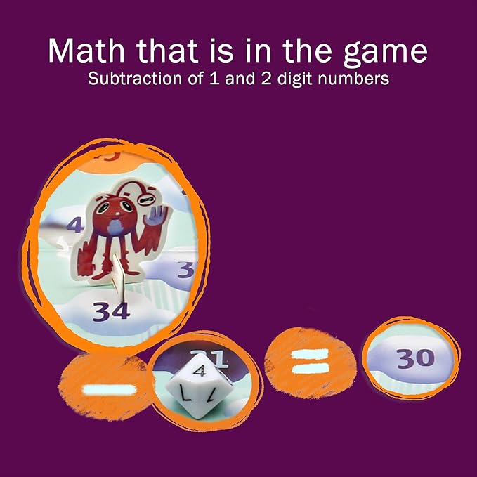Cloud Hoppers Addition and Subtraction Game - Fun Math Board Game for 6-8 Year Olds, Easy to Play Educational Game for Kids at Home, Perfect STEM Toy Gift for Girls & Boys, Grade 1 & Up-CubbioJoy