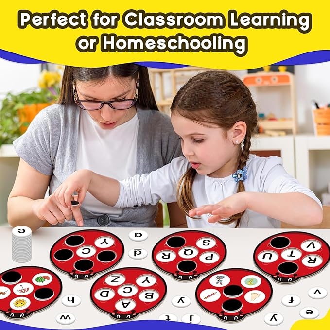 Alphabet Games Letter Learning Toys ABC Flash Cards for Toddler, Speech Therapy Alphabet Matching Game for Kids, Homeschool Supplies Kindergarten Preschool Classroom Must Haves-CubbioJoy