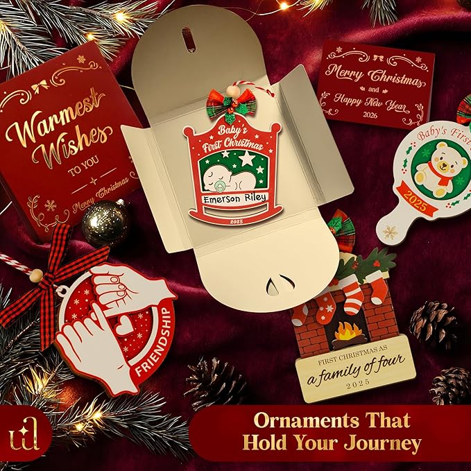 Baby First Christmas Ornament 2025 for Girl Boy - Baby's 1st Ideas for Parents, Babies Newborn Ornament Keepsake Babys First Xmas Ornaments for Xmas Tree Decorations-CubbioJoy