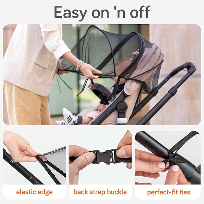 Baby Uma Baby Mosquito Net for Stroller - Universal Stroller Mosquito Net Cover, Breathable & Tear-Resistant 3D Mesh Insect Netting with Zip-up Window (+ Travel Bag)-CubbioJoy