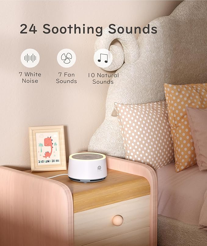 Dreamegg D1 Sound Machine - White Noise Machine with Baby Night Light for Sleeping, High Fidelity Sounds, Timer & Memory Feature, Sound Machine for Baby Adults, Home, Office, Travel (White)-CubbioJoy