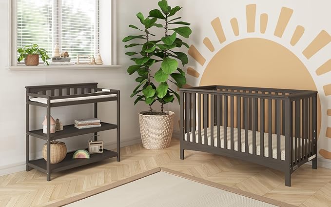 Child Craft London 4-in-1 Convertible Crib, Baby Crib Converts to Day Bed, Toddler Bed and Full-Size Bed, 3 Adjustable Mattress Positions, Non-Toxic, Baby Safe Finish (Dapper Gray)-CubbioJoy