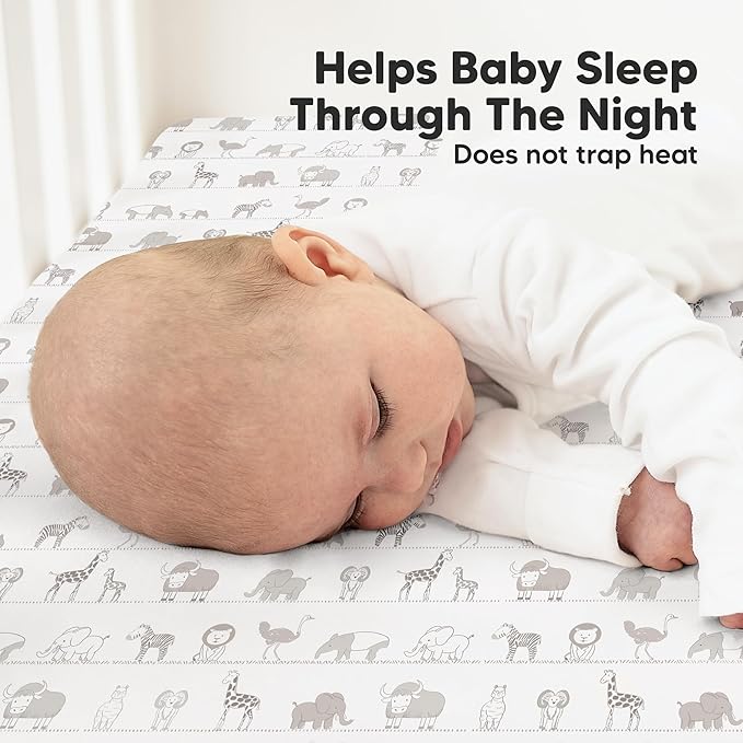 KeaBabies 2-Pack Organic Crib Sheets for Boys, Girls - 52x28 Fitted Crib Mattress Sheet Neutral, Breathable Jersey Cotton Cover for Baby Bed, Toddler Mattress, Soft & Cute Prints (Savannah)-CubbioJoy