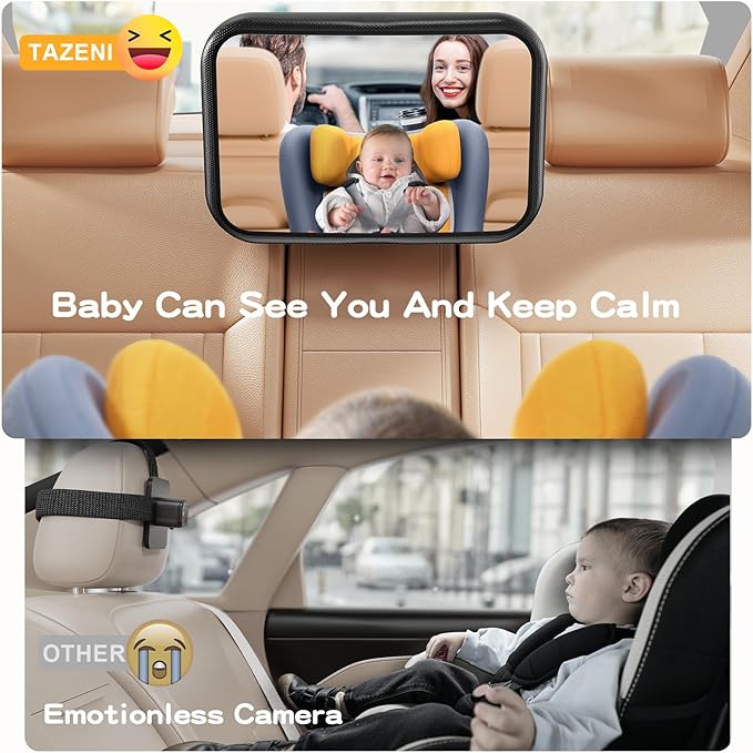 Baby Car Mirror, Stretchable 360° Caring Baby Mirror for Car Seat Rear Facing Seat Infant Shatterproof, Baby Essentials for Newborn, Crash Tested and Certified-CubbioJoy