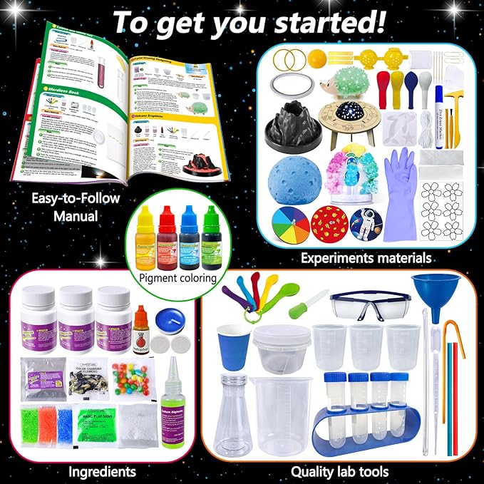 310 Experiments Science Kits for Kids, S.T.E.M Scientific Projects Toys for Boys Girls Gifts Ideas Birthday Christmas, Erupting Volcano, Chemistry Set, Space Project-CubbioJoy