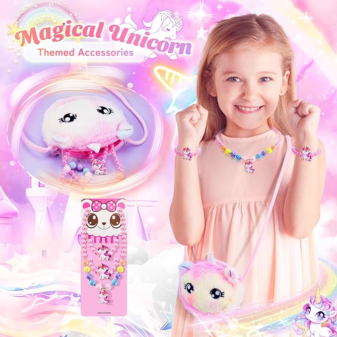 13PCS Unicorns Gifts for Girls Kids Toys 3 4 5 6 7 8 9 10 Years Old with Stationery Plush Diary with Lock/Glowing Blanket/Eye Mask/Crossbody Bag Teen Girl Birthday Christmas Unicorn Toy-CubbioJoy