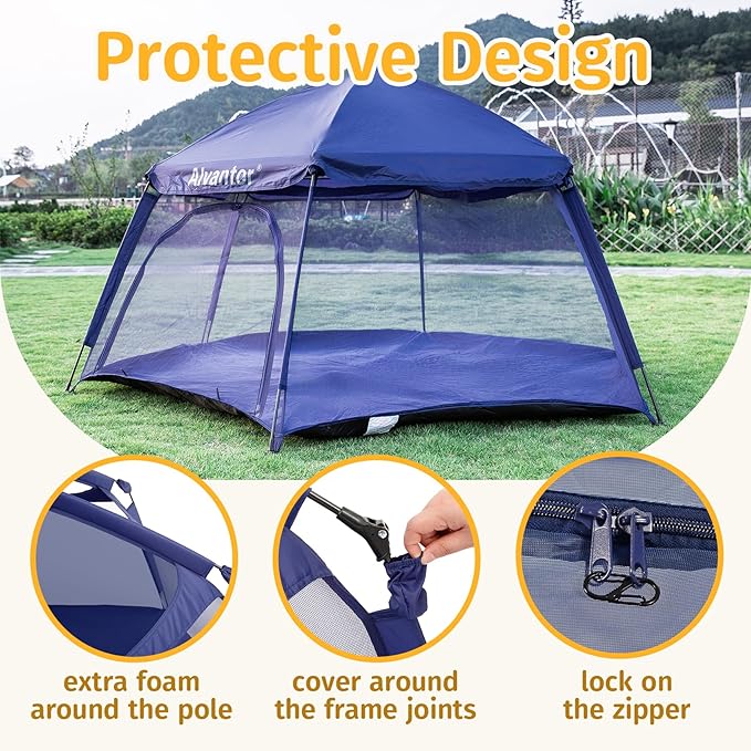 Alvantor Baby Playpen Play Yard 84"x84"x44”Large Kids Tents Pop Up Play Tent Indoor Outdoor Playhouse for Babies Toddlers Children Camping Playground Beach, 36-96 Months, Navy-CubbioJoy