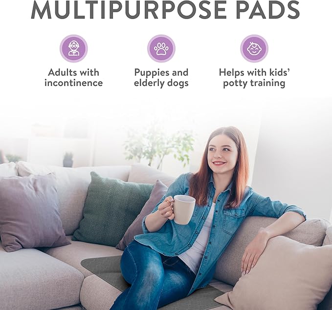 Inspire Underpads | Stain Hiding Gray Reusable Incontinence Bed Pads | Waterproof Mattress Pad | for Adults Babies and Dogs (18 X 24 - 3 Pack)-CubbioJoy