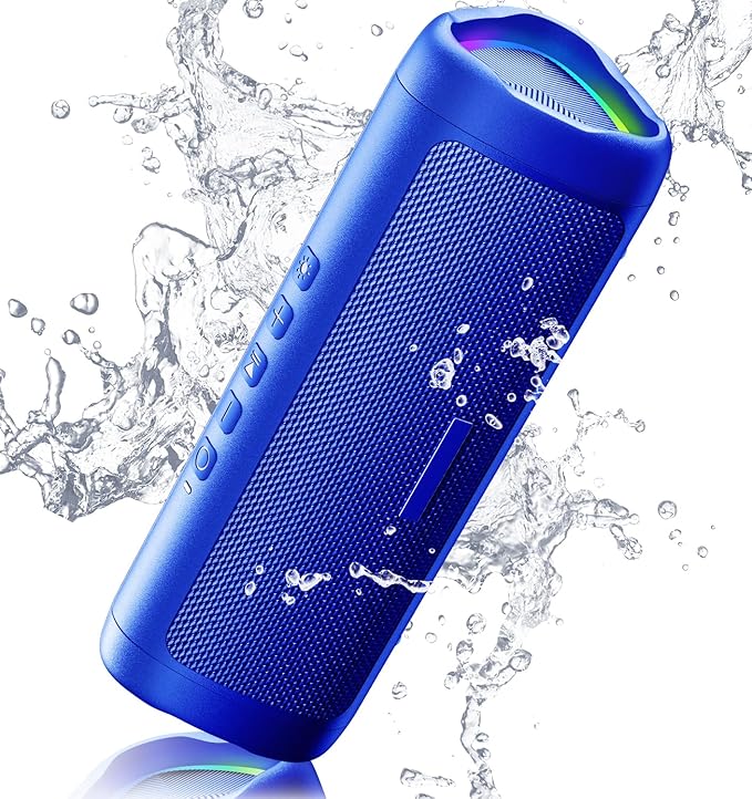 Bluetooth Speaker with HD Sound, Portable Wireless, IPX5 Waterproof, Up to 20H Playtime, TWS Pairing, BT5.3, for Home/Party/Outdoor/Beach, Stocking Stuffers, White Elephant Gifts for Adults (Blue)-CubbioJoy