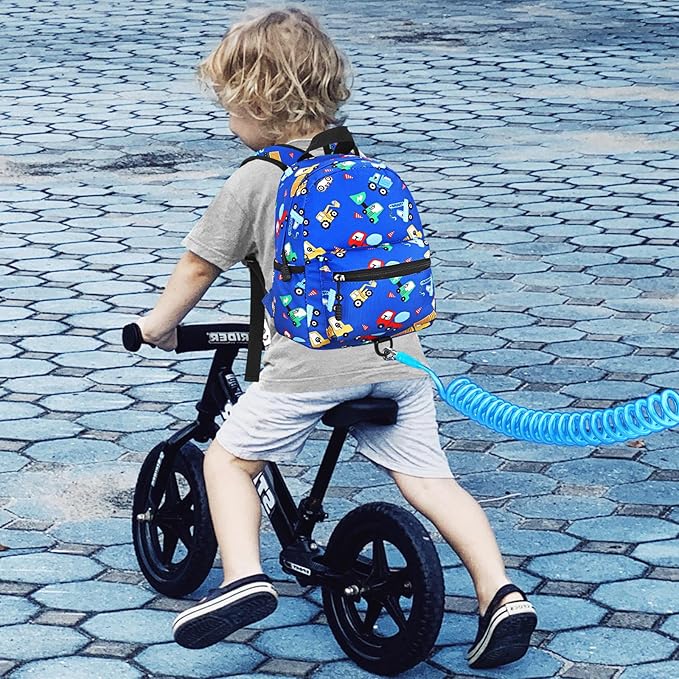 Accmor Toddler Backpack with Leash, Cute Kids Backpacks with Anti Lost Wrist Link, Mini Baby Backpack Leash Walking Harness for Outdoor Travel, Small Excavator Backpack Tether Protector for Boys-CubbioJoy