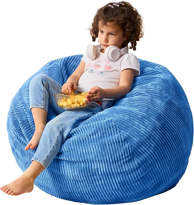 Bean Bag Chairs Teardrop Bean Bag Chair Beanbag Chair with Memory Foam Filled Machine Washable Cover for Living Room, Bedroom (Small,Blue)-CubbioJoy