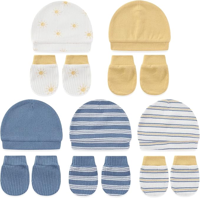 Cute Baby Girl Hats Mittens Set 10-Pack New Born Boy Caps Gloves Suit 0-6 Months Infant Accessories-CubbioJoy