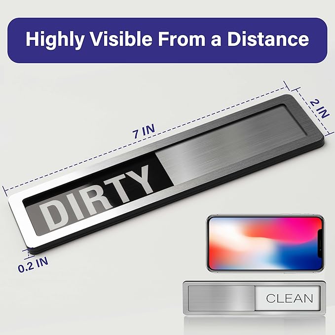 Dishwasher Clean Dirty Sign-Dishwasher Magnet Stainless Steel Clean Dirty Sign for Kitchen Organization Farmhouse Optional Adhesive Stickers-CubbioJoy