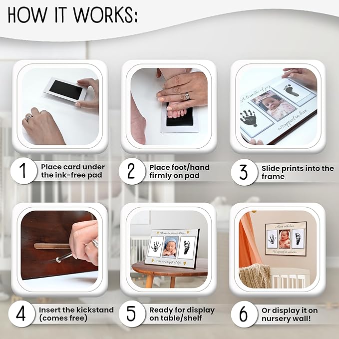 Baby Hand and Footprint Kit with Photo & Birth Details, Inkless Hand and Footprint Kit, Newborn Keepsake Plaque, Baby Shower Gifts (STYLE 2 (Baby Shower) (Most Precious Thing))-CubbioJoy