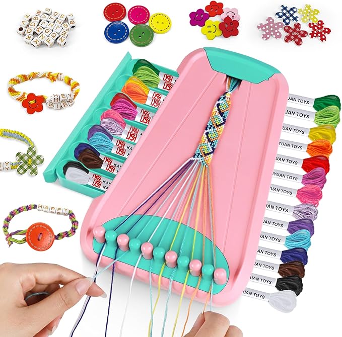 Bracelet Making Kit for Girls - Friendship Bracelet Kit - Christmas Gifts for Ages 6 7 8 9 10 11 12 Year Old Girl Birthday Gifts, Arts and Crafts for Kids Ages 8-12 Teen String Bracelets Maker Pink-CubbioJoy