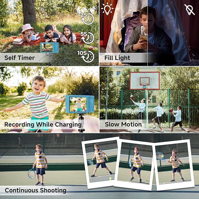 Digital Camera,4K Vlogging Camera for YouTube Autofocus 44MP FHD Camera,16X Digital Zoom Cheap Point and Shoot Digital Camera with 64GB Card for Kids Boys Girls Teens Adult Beginners,2 Batteries(Blue)-CubbioJoy