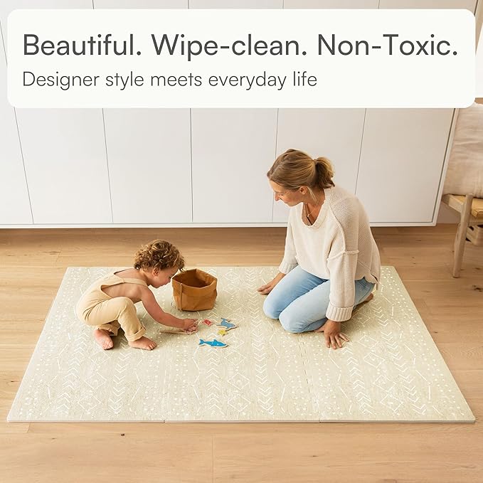 Baby Play Mat for Floor – 4x6ft Beige | Soft Non Toxic Premium EVA Foam Tiles for Tummy Time, Crawling & Playroom – Waterproof Interlocking Floor Mat for Babies & Toddlers by Lillefolk (6 Tiles)-CubbioJoy