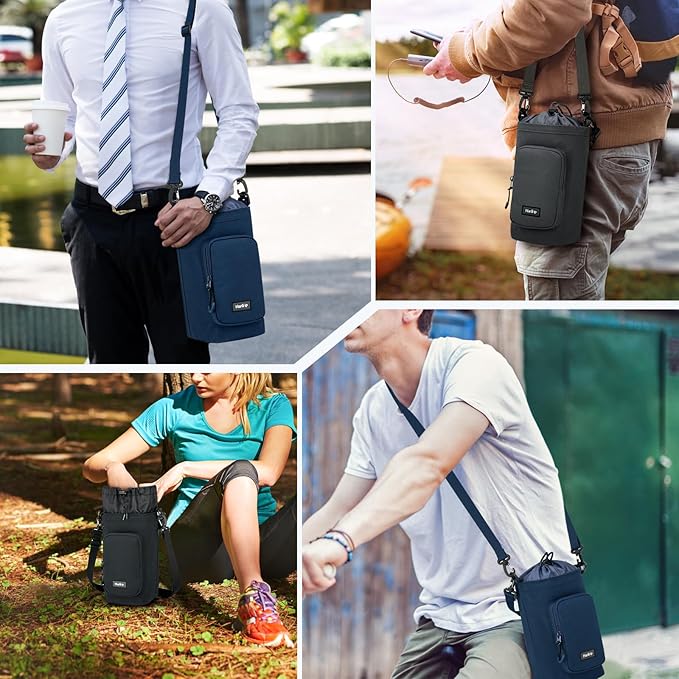 Insulated Water Bottle Carrier Bag with Strap Phone Pocket for 25/32/40/64 oz Tumbler Cup, Water Bottle Holder-CubbioJoy