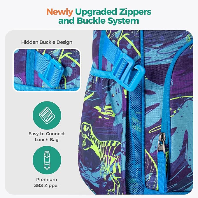 Choco Mocha Tie-Dye Backpack for Boys, Elementary School Backpack for Boys Ages 6-8 Kids Kindergarten Backpack Bookbag 17 Inch with Chest Strap, Blue Black-CubbioJoy