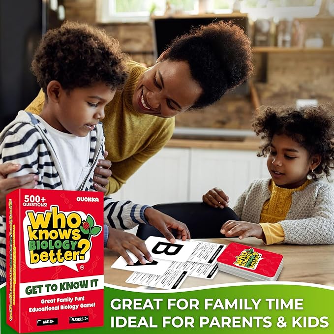 Board Games for Kids 8-12 and Family - Educational Trivia Card Game for Kids Age 8+ - Who Knows Biology Better? - 500+ Questions for Fun Learning and Family Game Night - Science Trivia for Children-CubbioJoy