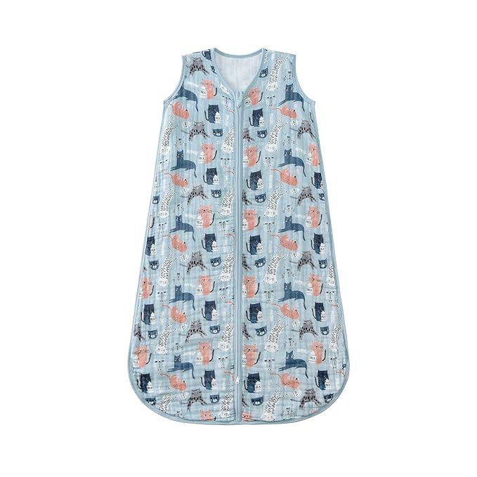 Baby Sleep Sack 2-4 T Baby Wearable Blanket 100% Organic Cotton 0.5 TOG Toddler Sleep Sacks 2- Way Zipper Soft 4 Layers 2T 3T 4T Kitten-CubbioJoy