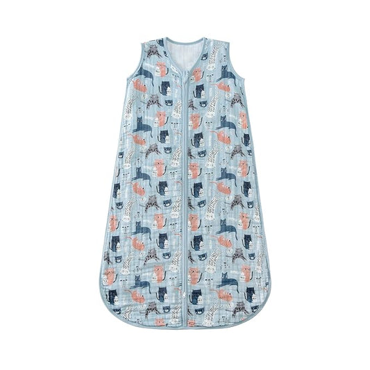 Baby Sleep Sack 2-4 T Baby Wearable Blanket 100% Organic Cotton 0.5 TOG Toddler Sleep Sacks 2- Way Zipper Soft 4 Layers 2T 3T 4T Kitten-CubbioJoy