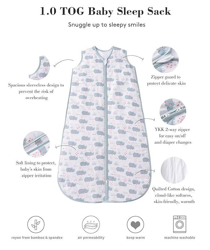 Baby Sleep Sack 2-4 T 95% Rayon from Bamboo 5% Spandex Boys & Girls Wearable Blanket 1.0 TOG Toddler Sleeping Sack 2- Way Zipper X-Large-CubbioJoy