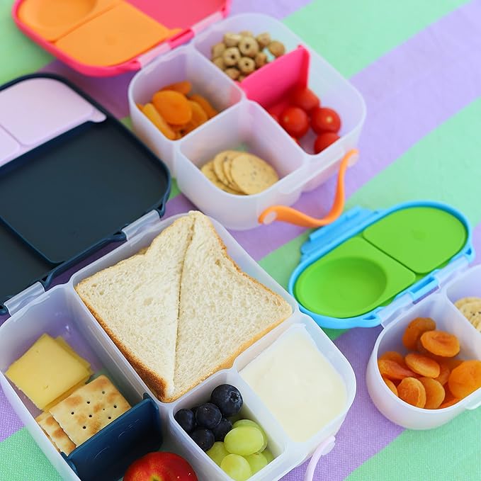 b.box Snackbox | Mini Bento Lunch Box with 2 Leakproof Compartments | Ideal for Toddlers, Kids Lunch & Snacks | Fits Whole Piece of Fruit | BPA Free - Ocean Breeze-CubbioJoy