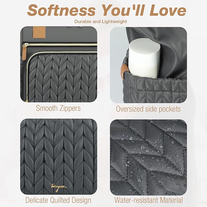 Diaper Bag Tote, Large Baby Diaper Bags Waterproof, Hospital Bag for Labor Delivery with Pacifier Case, Changing Pad, Shoulder Strap, Dark Gray-CubbioJoy