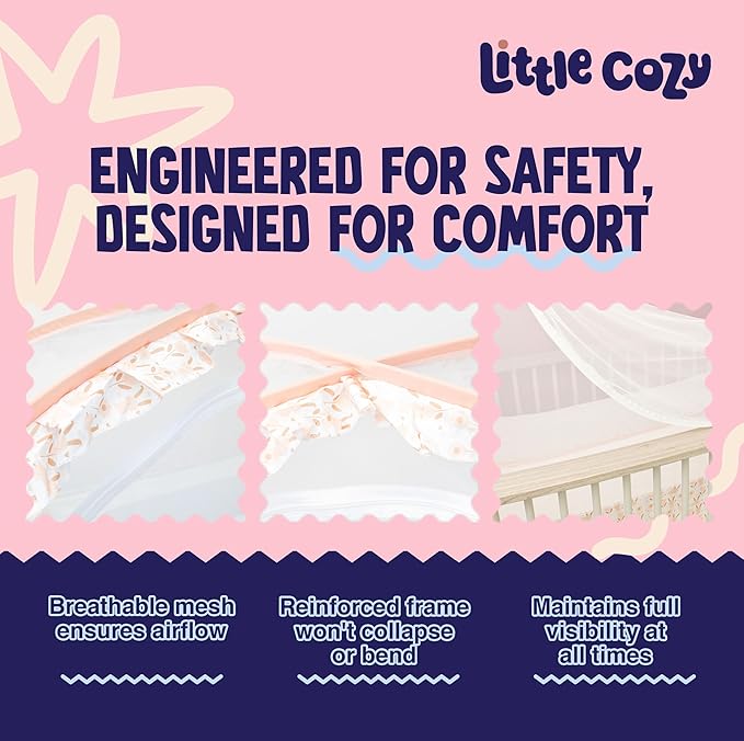 Crib Tent to Keep Baby from Climbing Out – Pop Up Crib Net Canopy with Strong Breathable Mesh, Double Auto-Lock Zippers & Durable Frame – Easy Install Baby Safety Cover for Standard Cribs-CubbioJoy