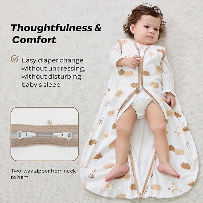 JELLYMONI Baby Sleep Sack 6-12 Months Wearable Blanket for Baby, 100% Cotton 2 Pack Infant Toddler Sleeping Sack Lightweight Soft 2-Way Zipper Sleepsack-CubbioJoy
