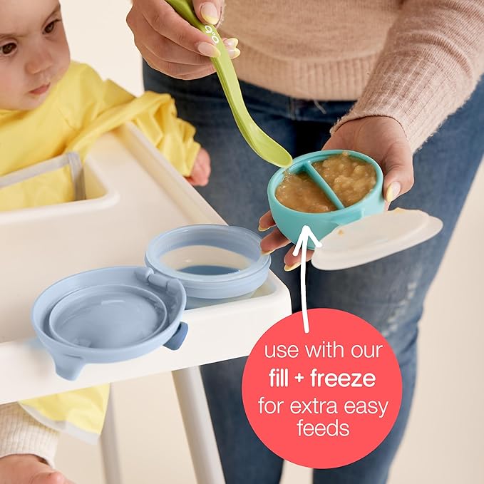 b.box Fill + Feed (Sage) | Reusable Baby Food Pouch | For Babies & Toddlers 4m+ | Silicone/Nylon Pouch, BPA-Free Lid | Dishwasher & Microwave Safe | 110mL (3.7oz, ½ Cup) Capacity-CubbioJoy