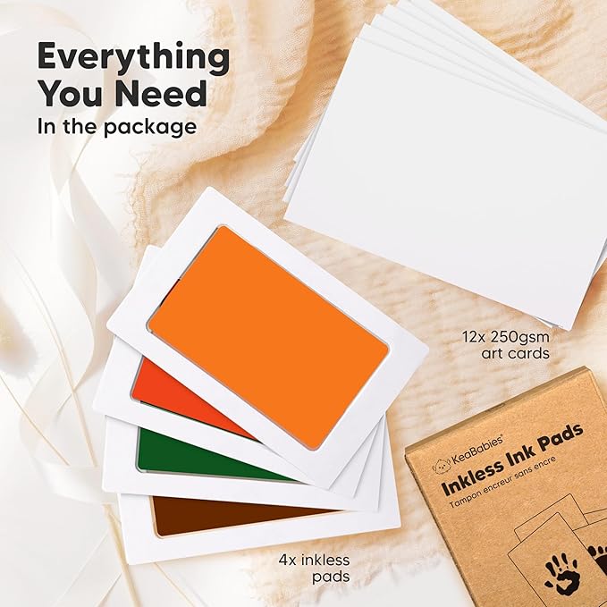 4-Pack Inkless Baby Hand and Footprint Kit - Mess Free Ink Pad for Newborn Keepsake, Dog Nose & Paw Print Kit, Clean Touch Ink Pad for Baby Hand & Footprints, Ideal New Mom Gifts (Autumn)-CubbioJoy