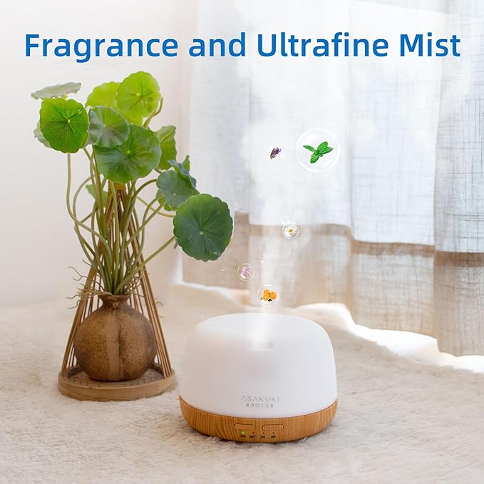 ASAKUKI Essential Oil Diffuser, 300ml Ultrasonic Aromatherapy Oil Humidifier with 7 Colors Lights 2 Mist Mode for Home-CubbioJoy