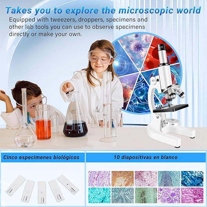 Compound Microscope for Adults & Kids - 40X-2000X High-Power Biological Microscope for Students, School Lab & Home Education, with Slides Set & Phone Adapter-CubbioJoy