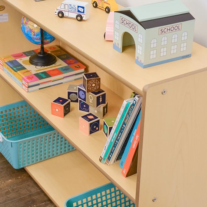 Angeles Value Line Narrow 2-Shelf Storage, Classroom Shelves and Daycare Furniture, Kids' Bookcases Cabinets & Shelves, 36" L x 12" W x 26" H-CubbioJoy