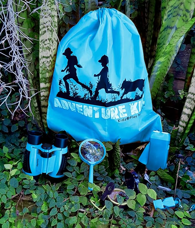 Adventure Kidz - Outdoor Exploration Kit, Children’s Toy Binoculars, Torch, Compass, Whistle, Magnifying Glass, Backpack. Great Kids Gift Set for Camping, Hiking, Educational and Pretend Play.-CubbioJoy