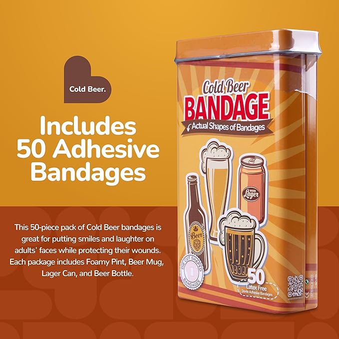 BioSwiss Bandages, Cold Beverage Shaped Self Adhesive Bandage, Latex Free Wound Care, Fun First Aid Kit Supplies for Adults, 50 Count-CubbioJoy