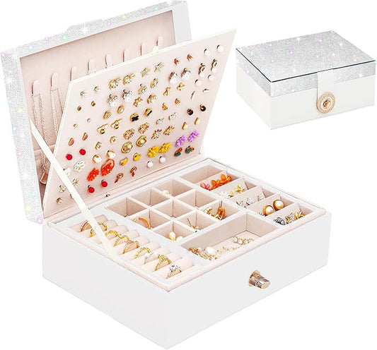 Jewelry Box for Earrings for Girls Jewelry Organizer Box Earring Holder Organizer for Girls Earring Box Girls Jewelry Box Stud Earring Organizer for Girls Earring Jewelry Boxes for Women Bling-CubbioJoy