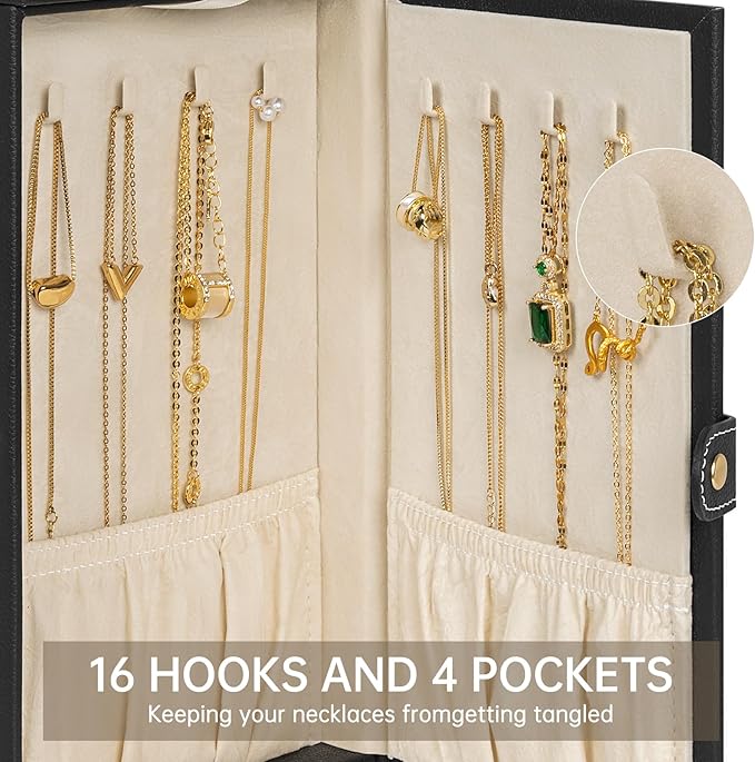 AKOZLIN 6-Tier Jewelry Box Organizer Functional 5 Drawers Leather Jewelry Storage Case for Women Girls Ring Necklace Earring Bracelet Holder Organizer with Mirror Black-CubbioJoy