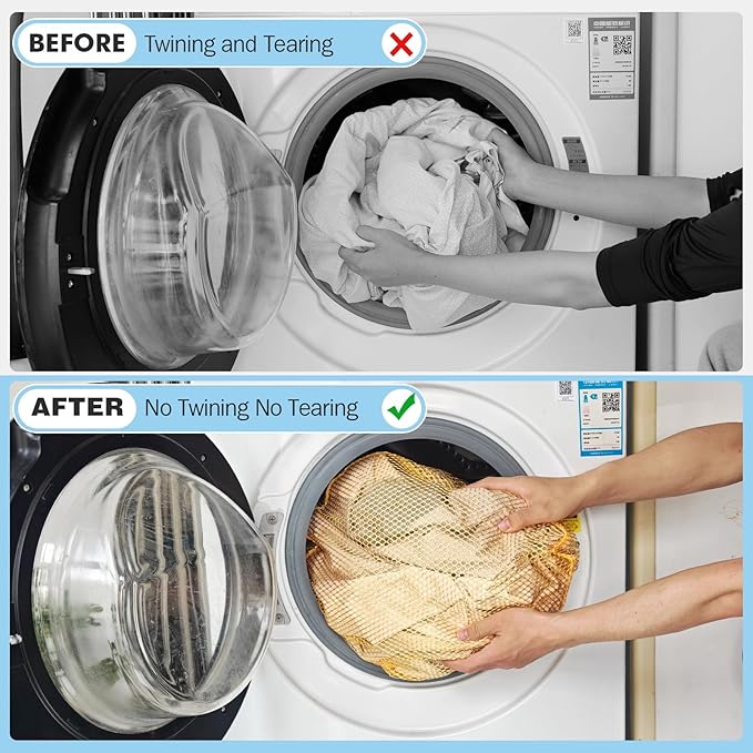 4Pcs Mesh Laundry Bags Washing Machine Mesh Wash Bags for Clothes,Underwear,Lingerie, Bed Linen with Drawstring Closure Sturdy(4 Size, Yellow)-CubbioJoy