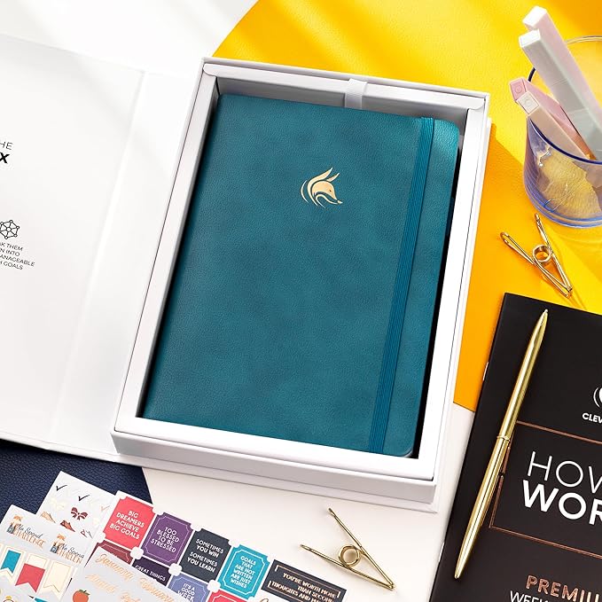 Clever Fox Planner Premium Edition – Undated Luxurious Weekly & Monthly Planner to Increase Productivity and Hit Your Goals – Organizer – Start Anytime, A5, Lasts 1 Year, Dark Teal (Weekly)-CubbioJoy