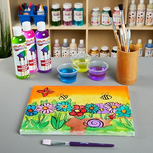 Colorations LW18 Liquid Watercolor Paint, 8 fl oz, Set of 18, Non-Toxic, Painting, Kids, Craft, Hobby, Fun, Water Color, Posters, Cool effects, Versatile, Gift-CubbioJoy