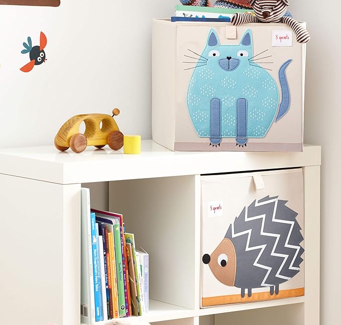 3 Sprouts Toy Storage Organizer: Toy Box Cube Organizer for Playroom, Nursery - Foldable Storage Bin - Cat-CubbioJoy
