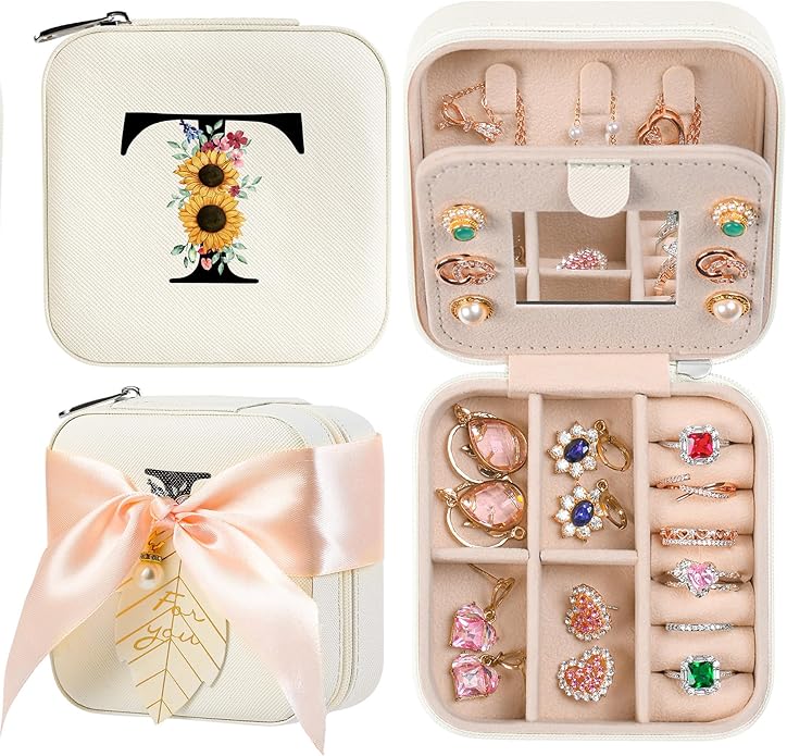 AYGXU Travel Jewelry Box for Women and Girls - Small Case With Initial A-Z - Teacher Gifts-CubbioJoy