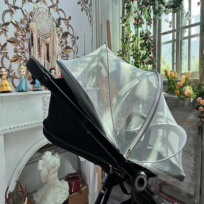 Baby Mosquito Net with Double Zipper, Bassinet Stroller Cover for Baby/Car Seat/Cradles/Carriers, Easy to Use, Keep Insects/Bugs/Cats Out, White-CubbioJoy