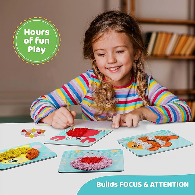 jackinthebox Poke Poke Art – Ocean Theme, Mess-Free Fabric Art and Craft, Flower Pressing Kits, Gift for Kids, Toys for Girls and Boys Ages 4 5 6 7 8-CubbioJoy